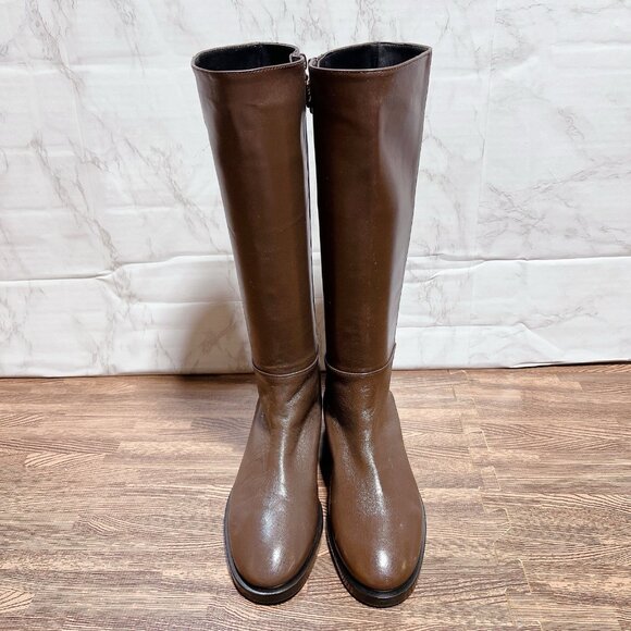 Stuart WEITZMAN GRACIE Tubo Knee High Riding Boots Brown Leather Womens US 5.5 - Picture 4 of 9